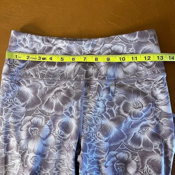 Kyodan‎ Purple Floral Print Ankle Length Leggings Size Small Athletic Yoga Gym - Picture 6 of 7